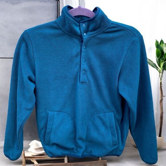 Kids Blue Teal Parks Project Snap Front Fleece/Jacket Medium EUC Unisex - Picture 1 of 3
